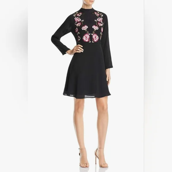 Nanette Lepore | Dresses | Nanette Nanette Lepore Mock Neck Embroidered  Bodice Womens Dress Sz 8 | Poshmark